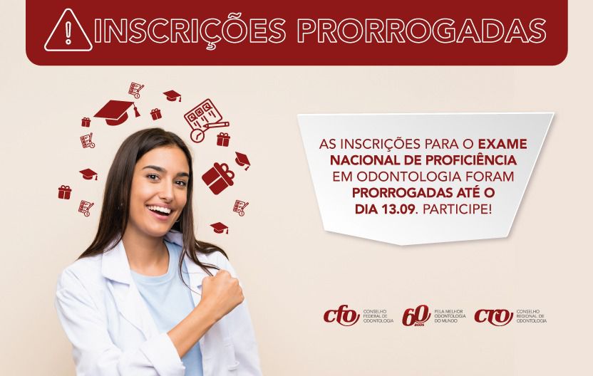 Read more about the article INSCRIÇÕES PRORROGADAS ATÉ 13 DE SETEMBRO – EXAME DE PROFICIÊNCIA EM ODONTOLOGIA